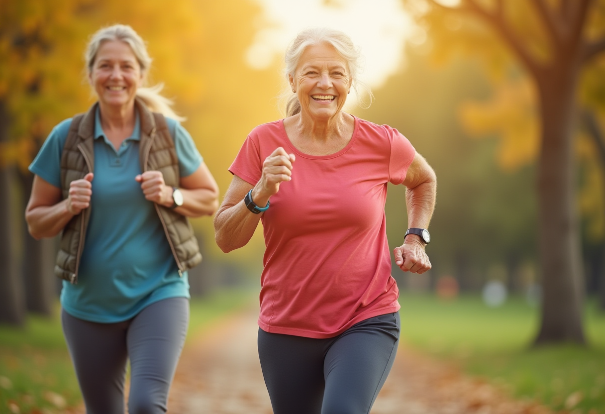 Групові фітнес тренування у парку для людей старшого віку